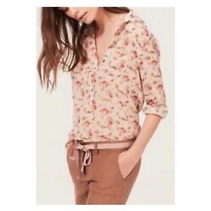 LOFT Poppy Print Henley Blouse